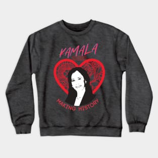 Kamala Harris Making History (red lace heart) Crewneck Sweatshirt